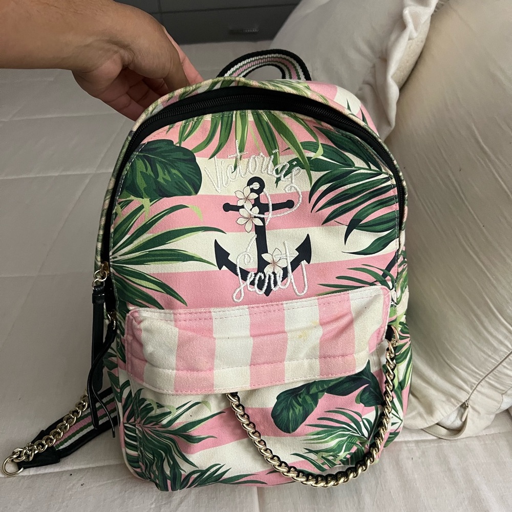 Victoria's Secret Tropical Pink and Green Backpack
